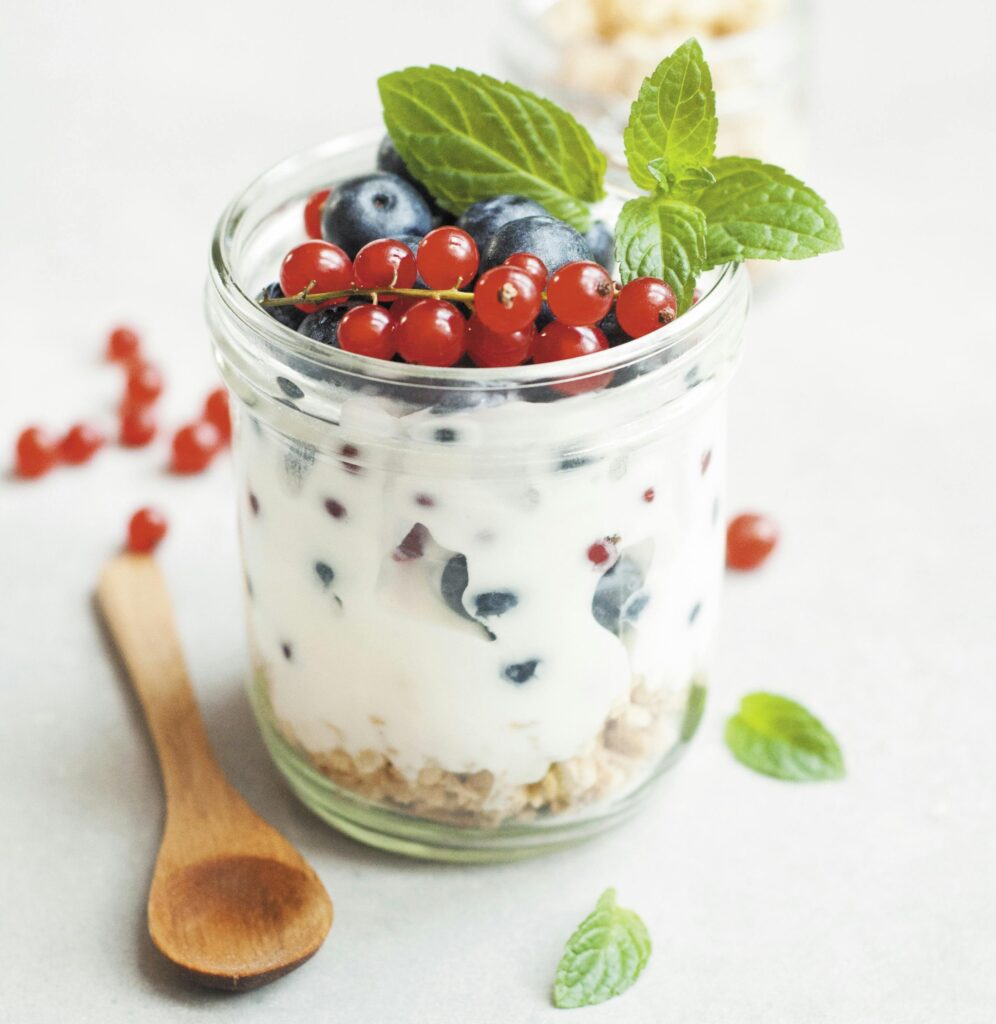 pot of yogurt with fruit